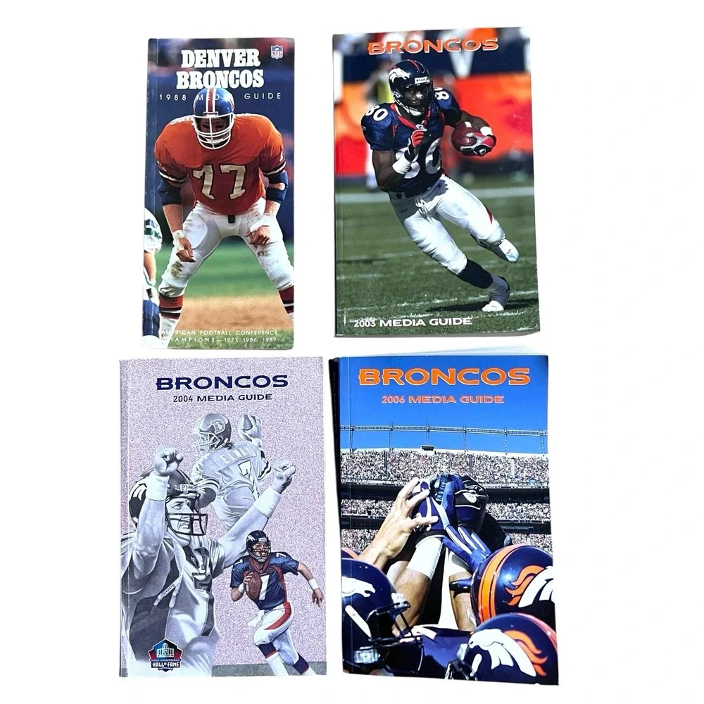 Lot of 4 Vintage DENVER BRONCOS NFL Media Guide Yearbook 1988, 2003, 2004, 2006